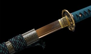 Gold Damascus Katana Sword