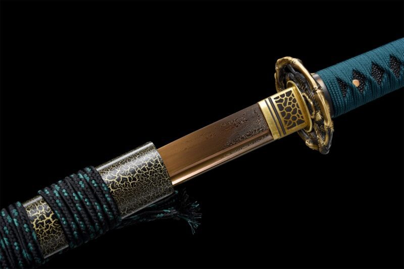 Gold Damascus Katana Sword